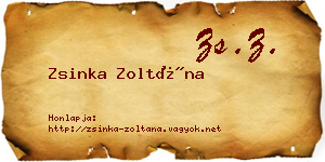 Zsinka Zoltána névjegykártya